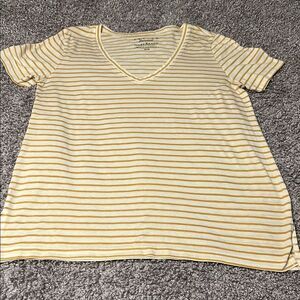 Women's Striped V-Neck Top - Yellow